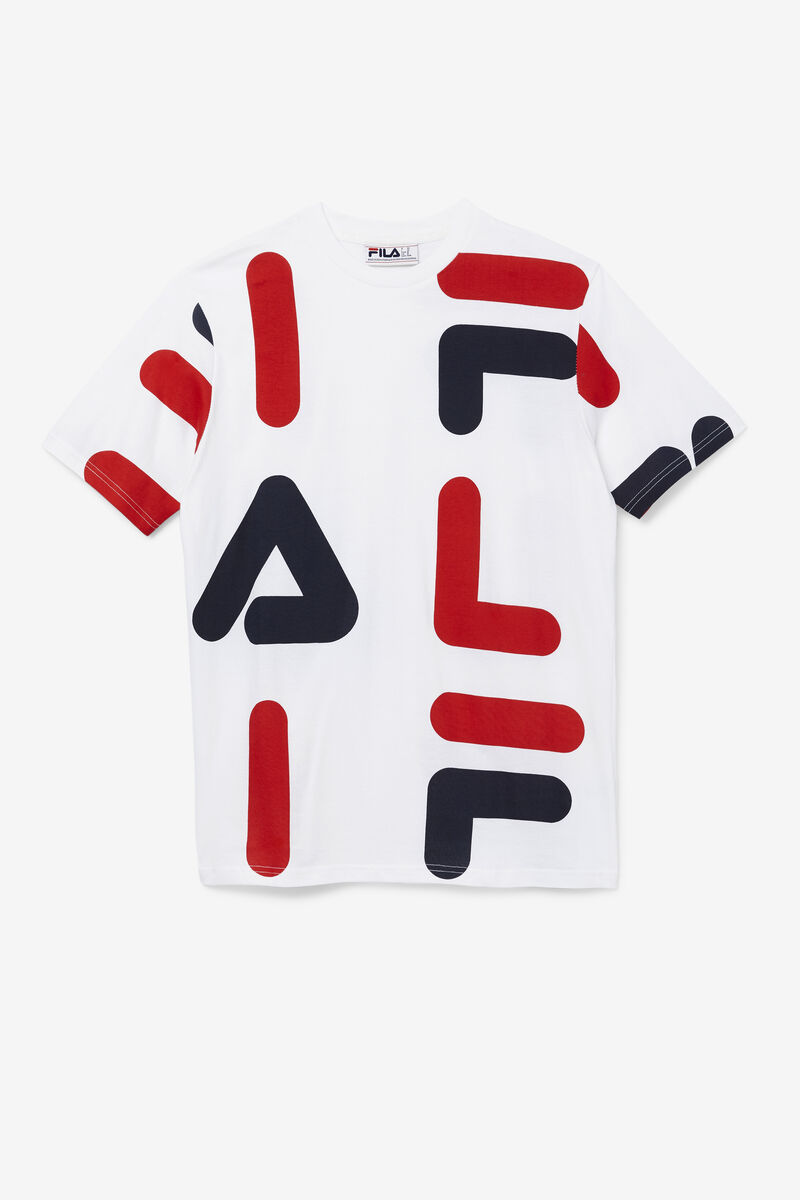 Men's Fila Bennet T Shirts White / Red / Navy | fSORoC5XHZM