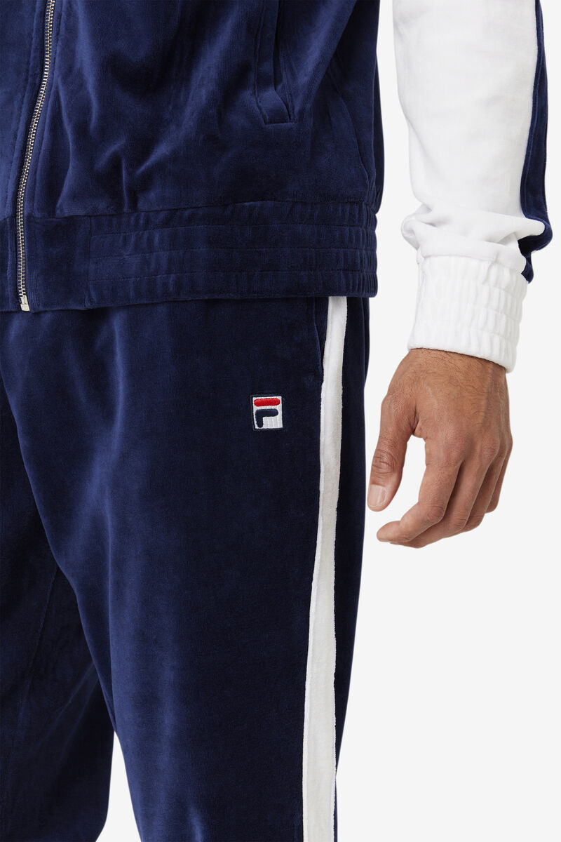 Men's Fila Brice Velour Pant Pants Navy / White / Red | gHq3AeJ5EI9