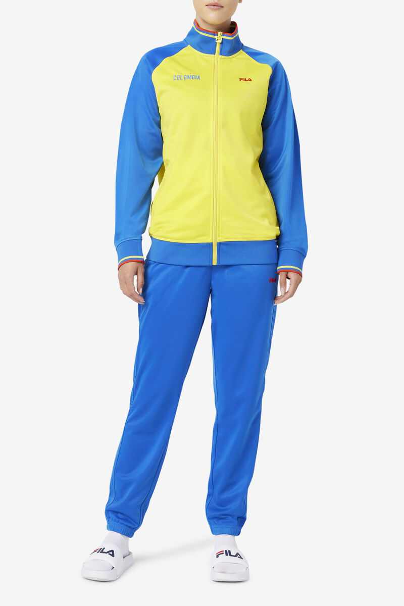 Men's Fila Colombia Track Jacket Tracksuits Yellow / Blue / Red | lvGLn5yC2pI