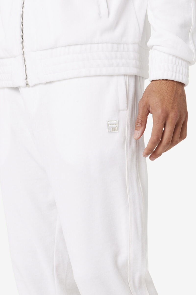 Men's Fila Deverall Velour Pant Pants White | tRdWEJlmwLX