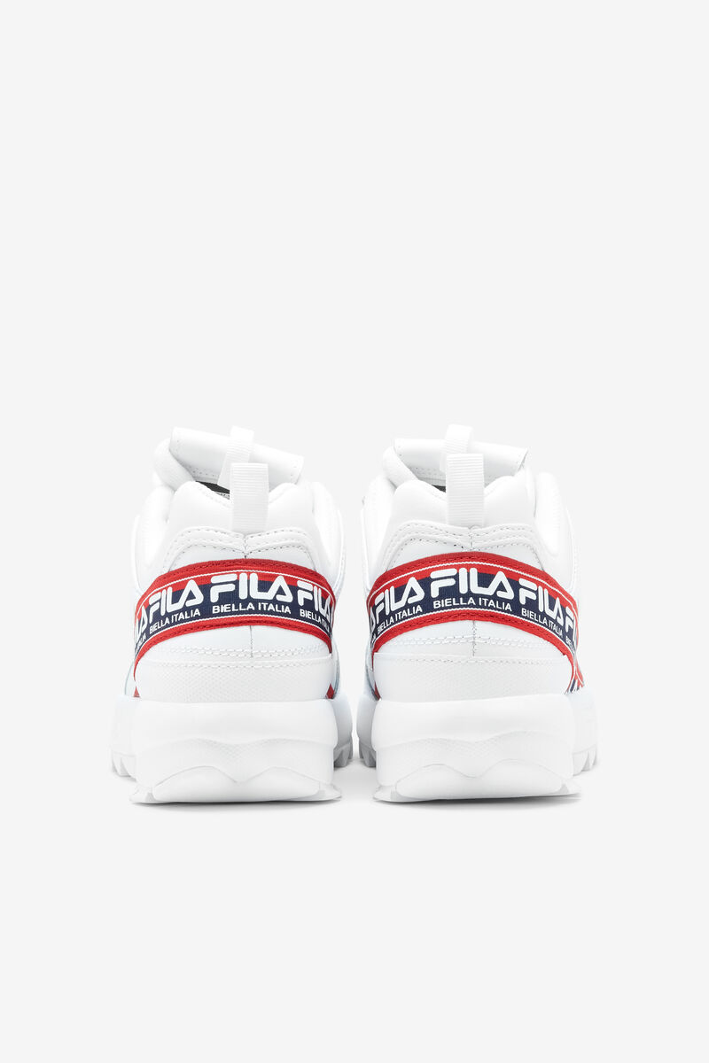 Men's Fila Disruptor 2 Premium Logo Tape Platform Shoes White / Navy / Red | tSKyFh6cWgl