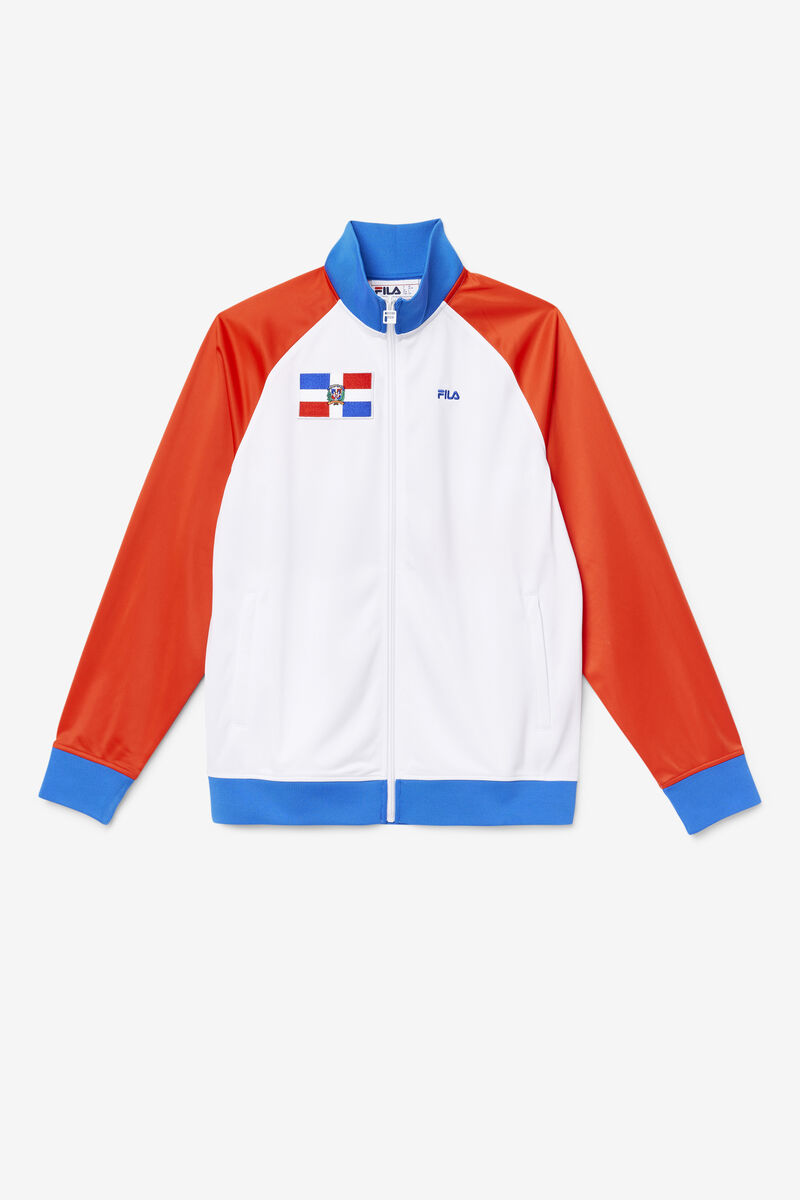 Men\'s Fila Dominican Republic Track Jacket Tracksuits Red / White / Blue | DYnMGnn2QjJ