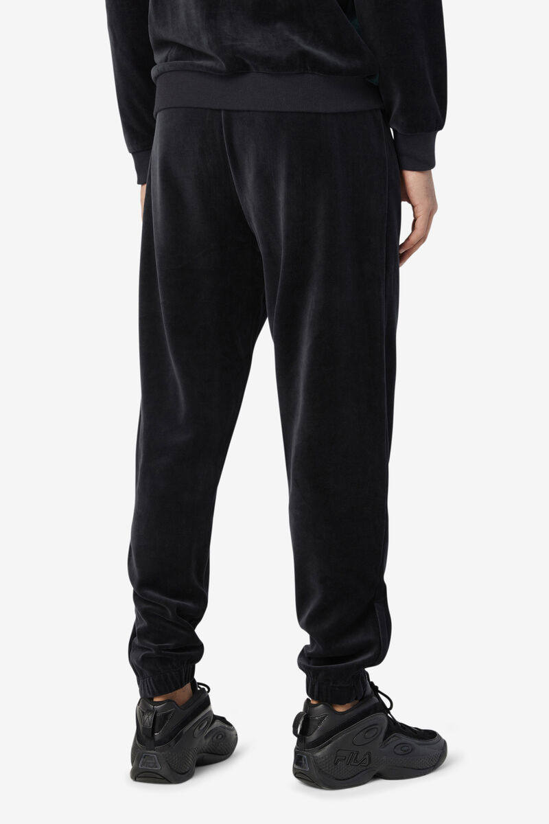 Men's Fila Dortmund Velour Jogger Tracksuits Black | CnYtzMlOxuP