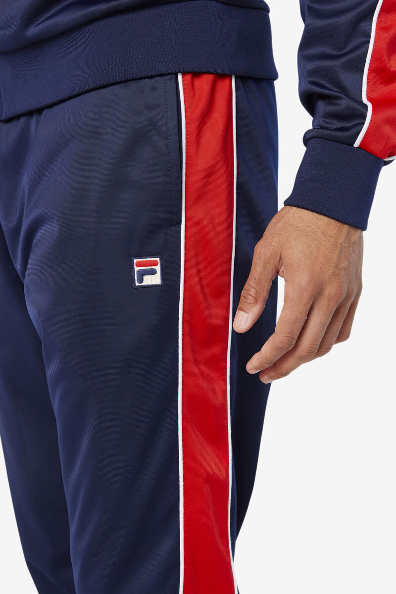 Men's Fila Elijah Track Pant Pants Navy / Red / White | v5xopyaOHvs