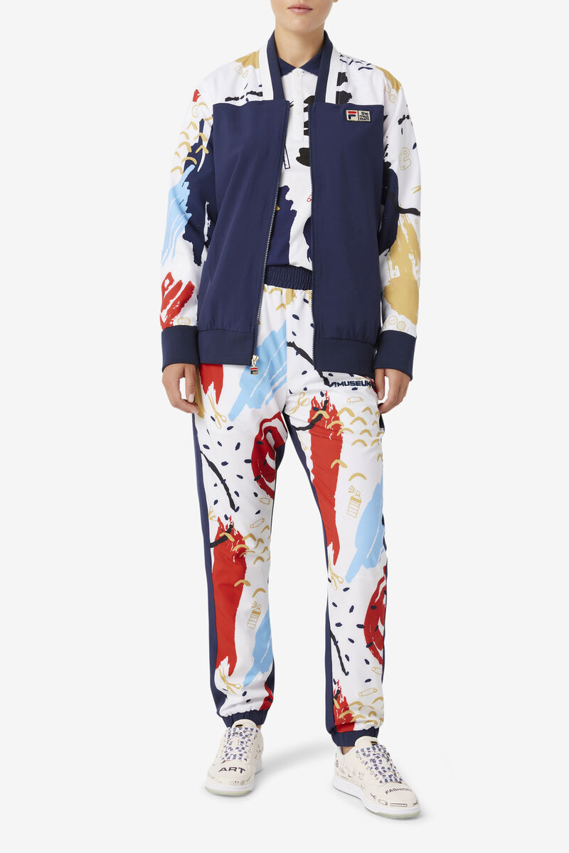 Men's Fila Fila X The Museum Printed Track Jacket Tracksuits Navy / White / Red | nrtzlmACm3u