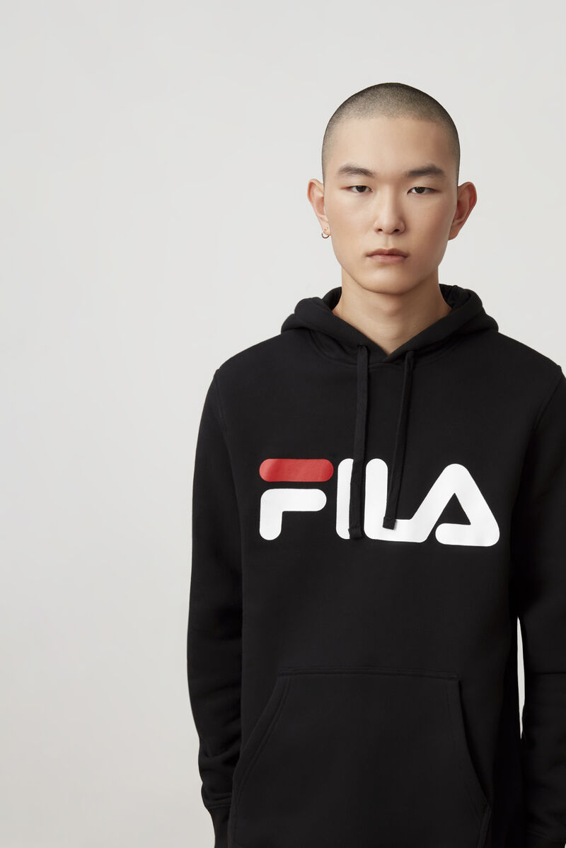 Men's Fila Flori Hoodie Hoodies Black / Red / White | Su8Y3ui1Q1s