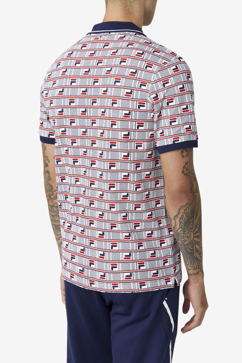 Men's Fila Gianni Polo Polos Navy / White / Red | x6lRjZtwF1r