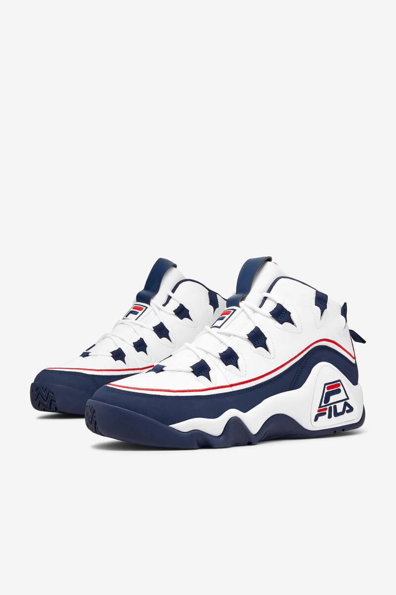 Men's Fila Grant Hill 1 Offset Basketball Shoes White / Navy / Red | r1bZHsnNxh1