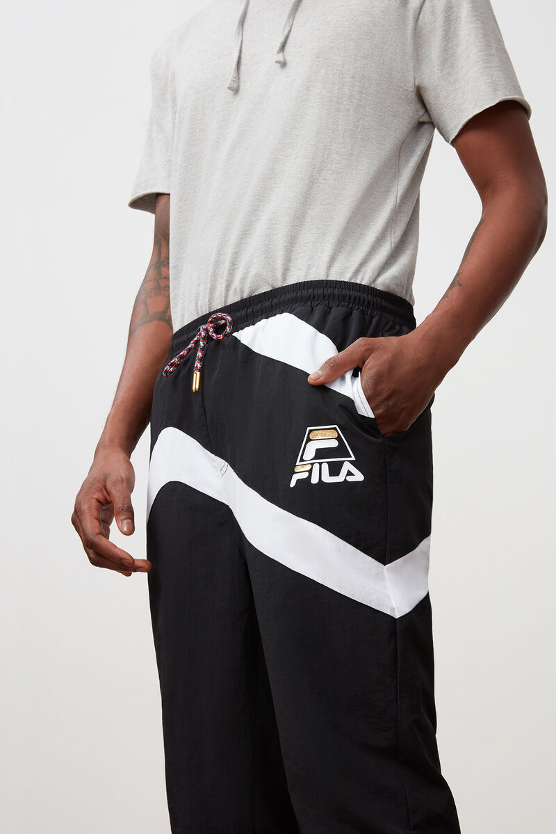 Men's Fila Grant Hill Zenith Woven Pant Pants Black / White / Black | MUtHd81MOlS