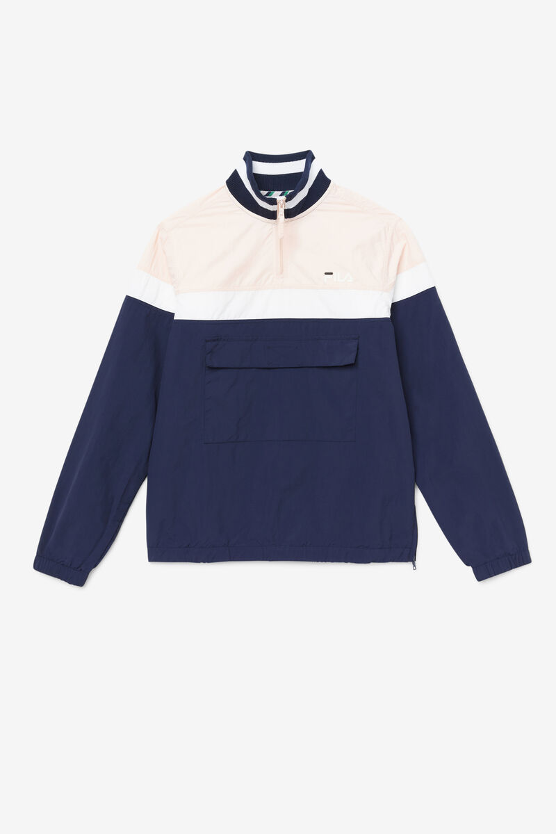 Men\'s Fila Halama 1/4 Zip Jacket Jackets Pink / Navy / White | p9j61eQUs5m