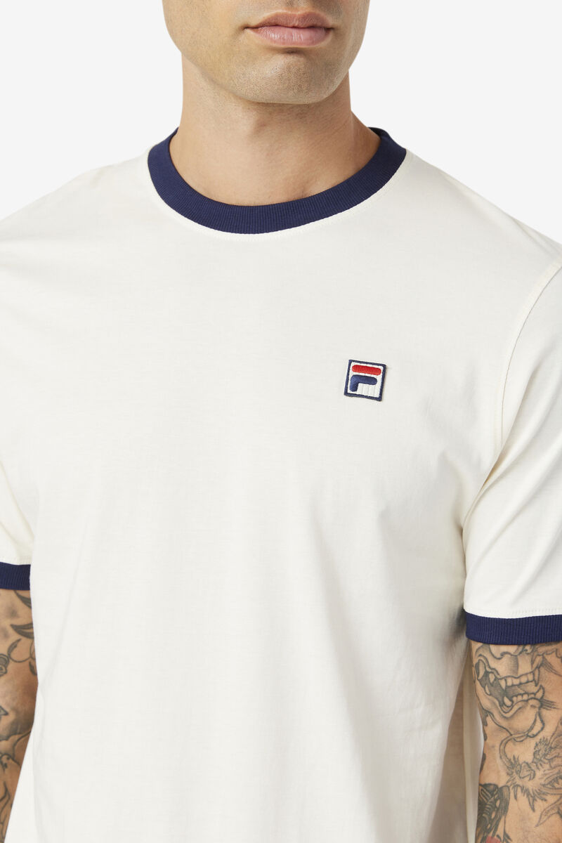 Men's Fila Marconi Ringer T Shirts White / Navy | nWZ2NsPWnmO