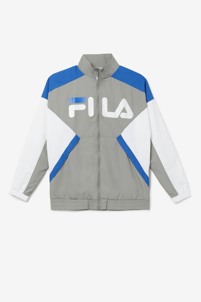 Men\'s Fila Oliviero Wind Jacket Tracksuits Grey / White / Blue | bbBd31Sozui