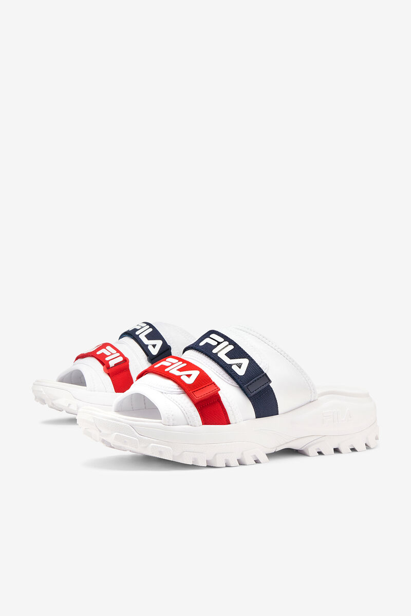 Men's Fila Outdoor Slide Slides White / Navy / Red | O3MjBpiF3bz