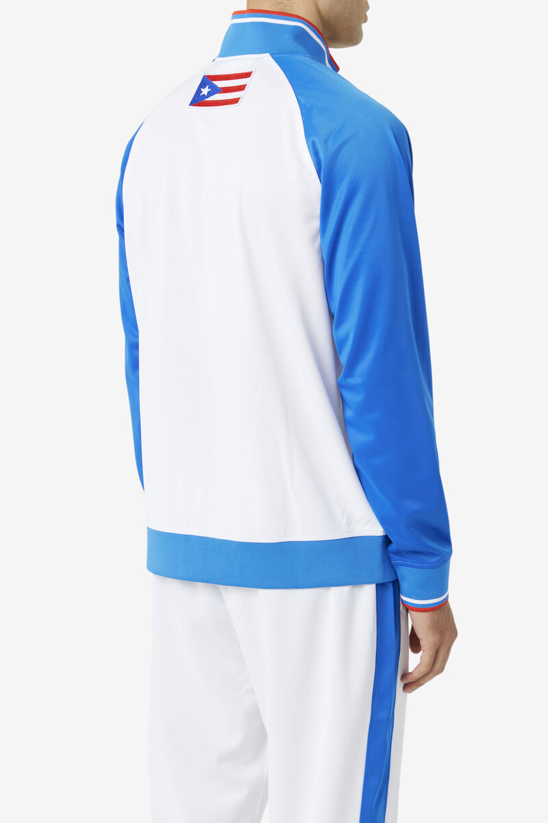 Men's Fila Puerto Rico Track Jacket Outerwear White / Blue / Red | lZbWNxWZPHZ