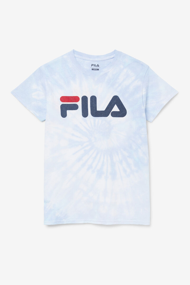 Men\'s Fila Tie Dye Logo T Shirts Light Blue | 3McyHENNIeE