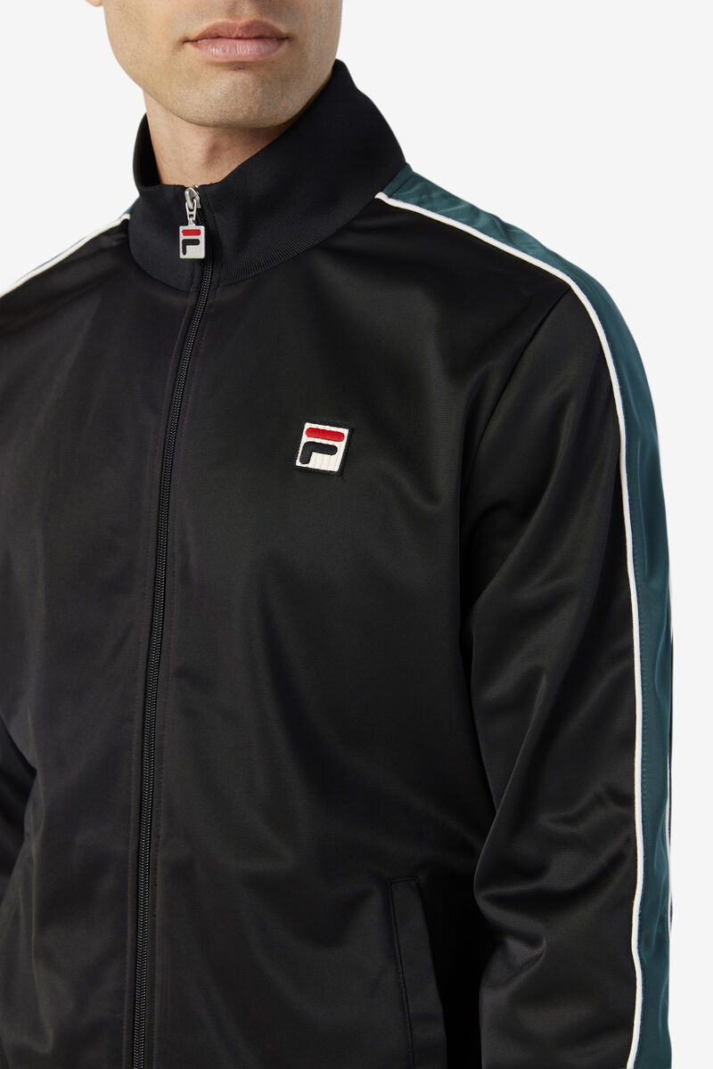 Men's Fila Wicks Track Jacket Jackets Black / White | HRDDSc8cTkp