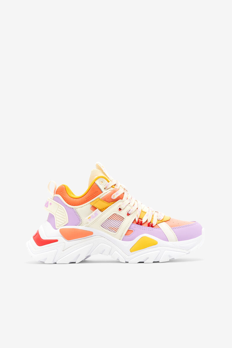 Women\'s Fila Cage Mid Mixed Media Sneakers Orange | mjLbv5BL52y