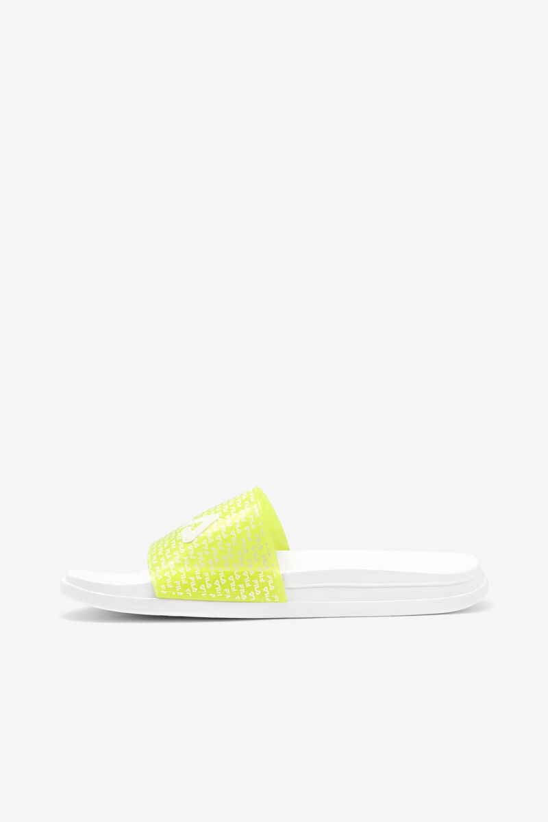 Women's Fila Drifter Luxe Repeat Sandals White / Yellow / White | 1YxLc1t2nTL