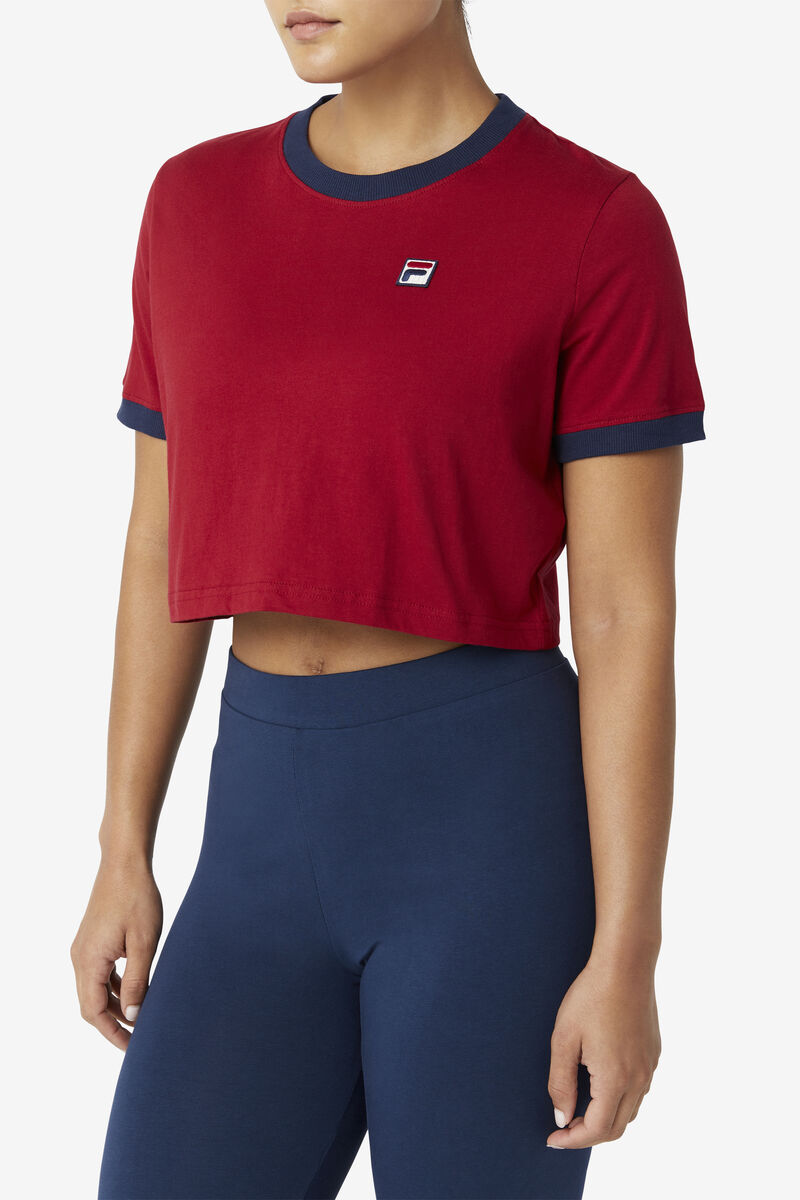 Women's Fila Khaleesi T Shirts Red / Navy | dZXqfHFA1wv
