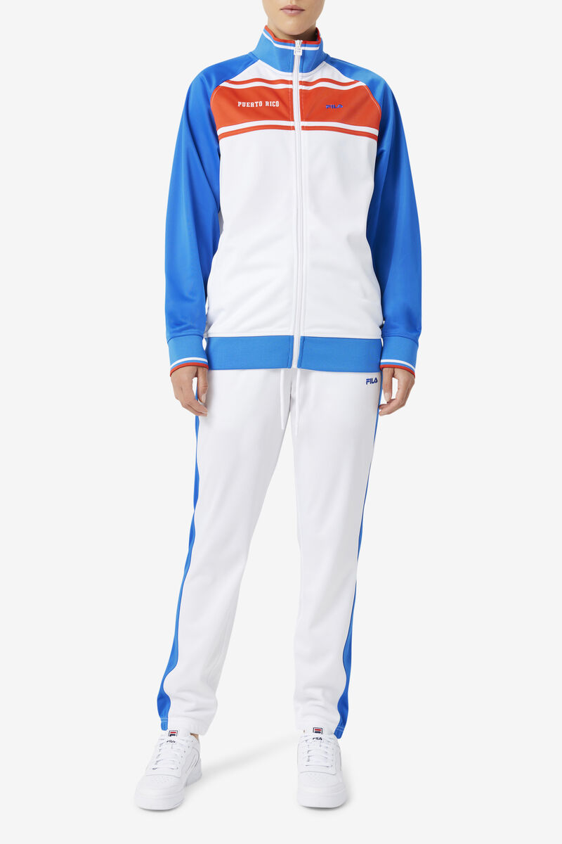 Women's Fila Puerto Rico Track Jacket Jackets White / Blue / Red | XylbZ6occEn