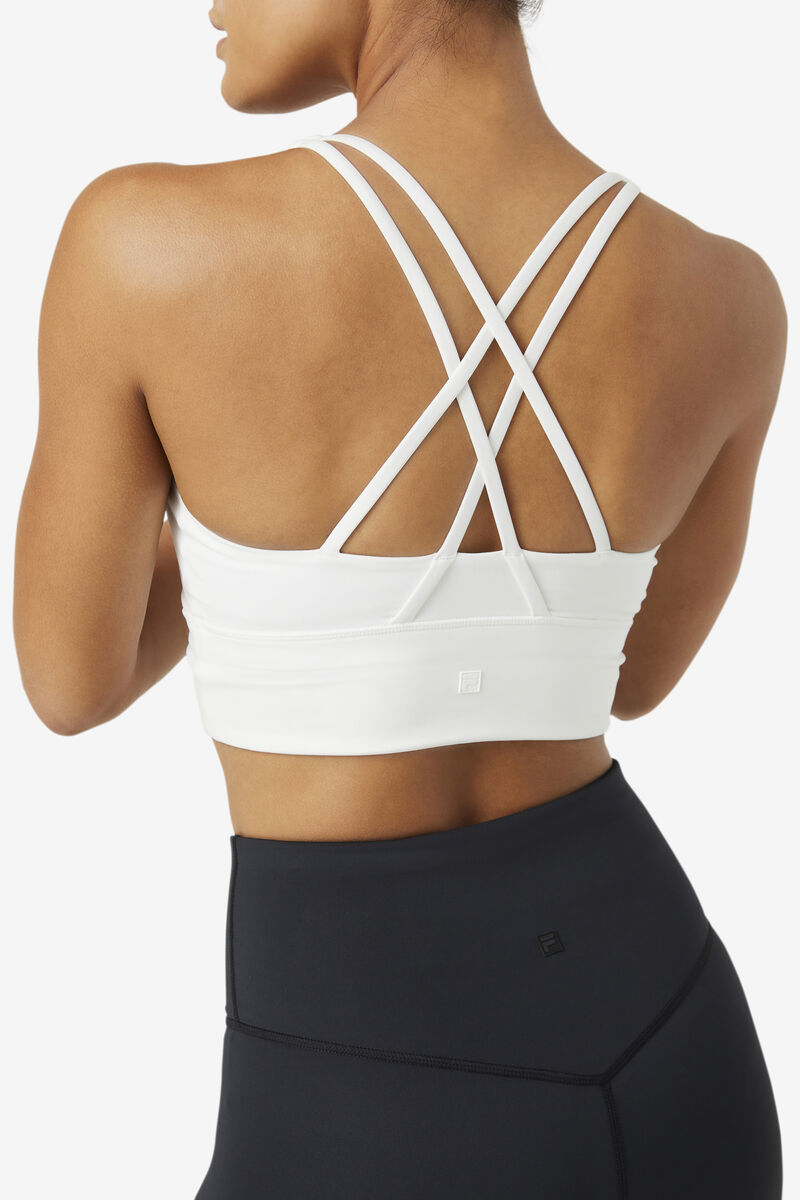 Women's Fila Uplift Cross Back Bra Top Sports Bra White | 9tIFtGMOFoT