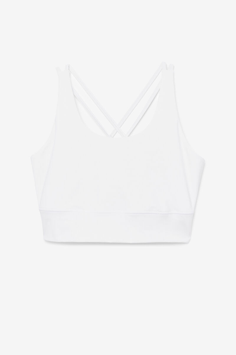Women\'s Fila Uplift Cross Back Bra Top Sports Bra White | tBjoh9s3c6o