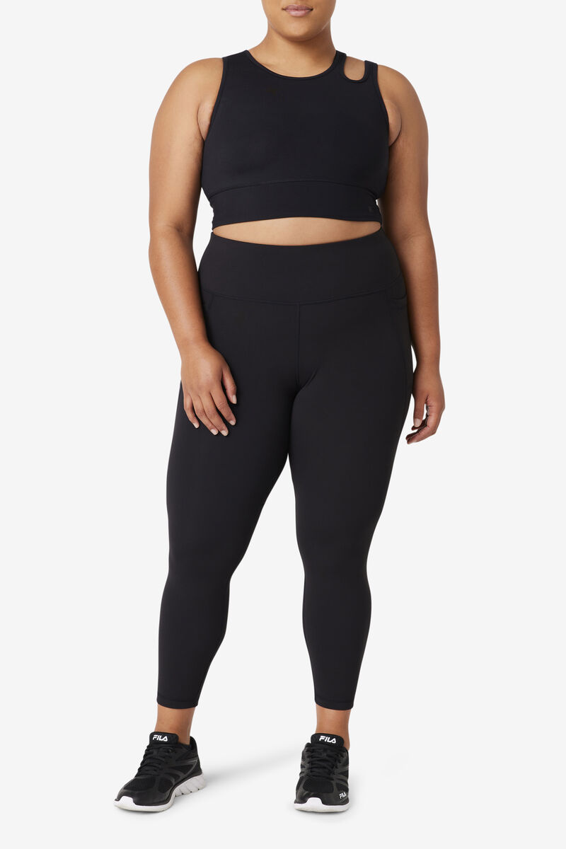 Women's Fila Uplift Slice Crop Bra Top Sports Bra Black | Xzppa7prax4