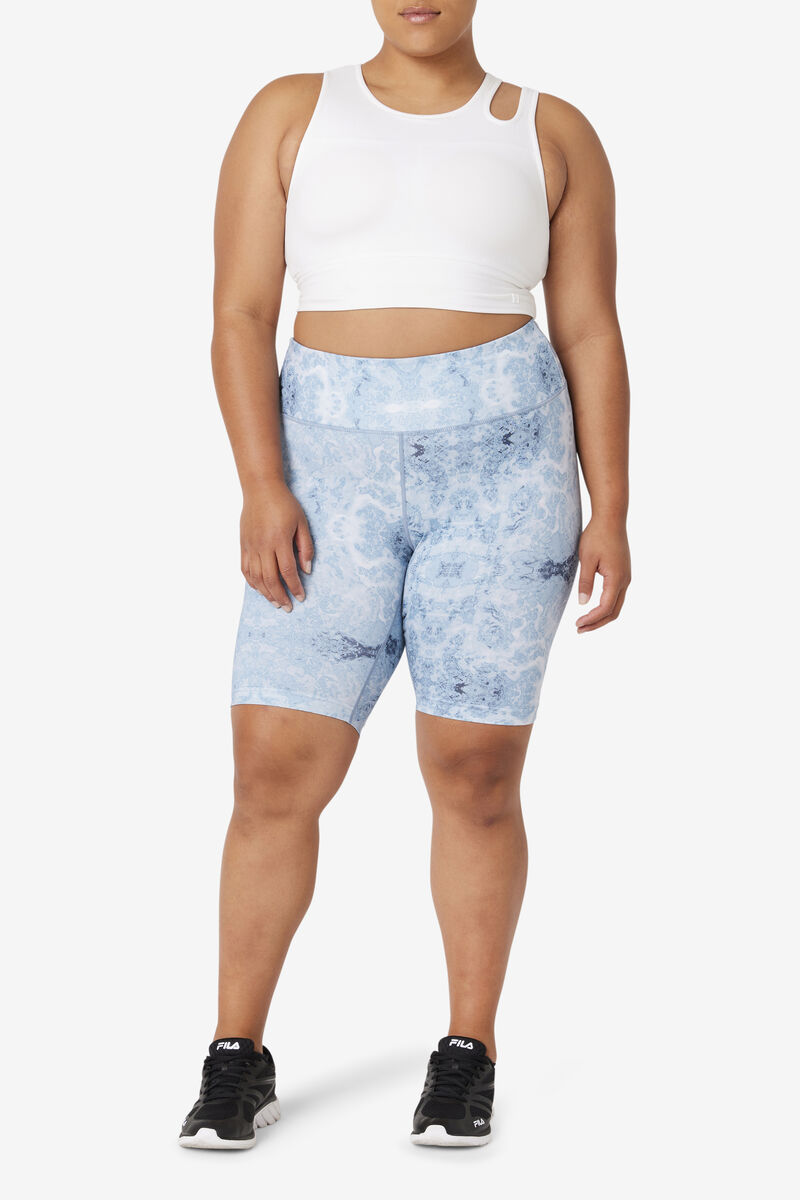 Women's Fila Uplift Slice Crop Bra Top Sports Bra White | qPLGWDzUm2M